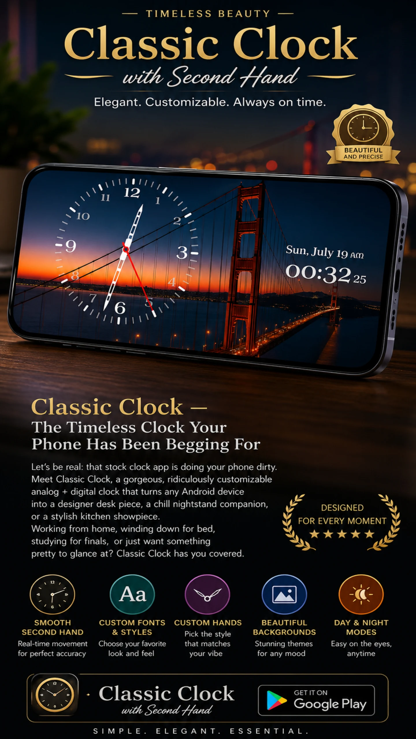 Classic Clock with Second Hand screenshot